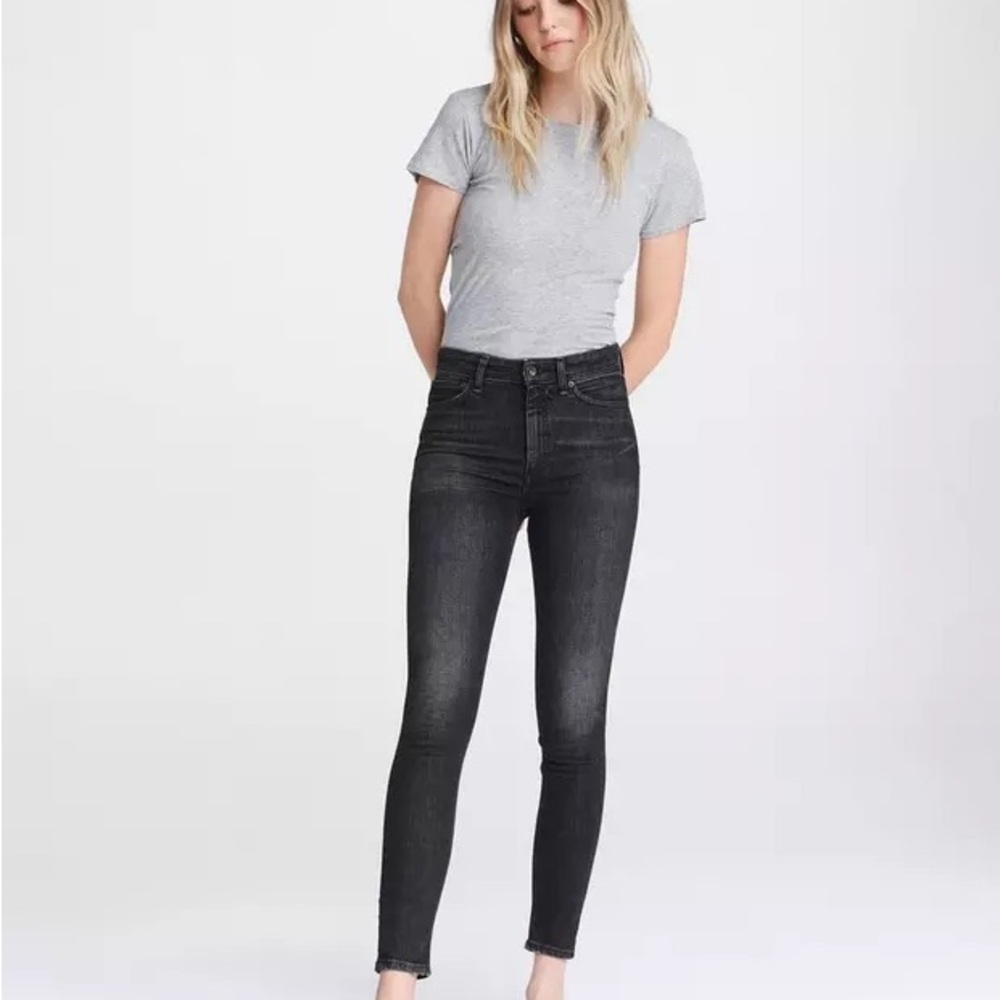 Rag & Bone Dark Gray Nina High Rise Ankle Skinny Jeans